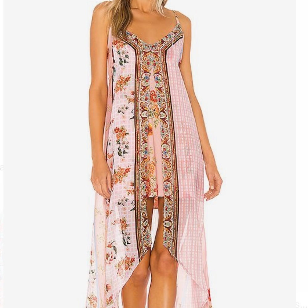 Agua Bendita Pink Floral High Low Dress